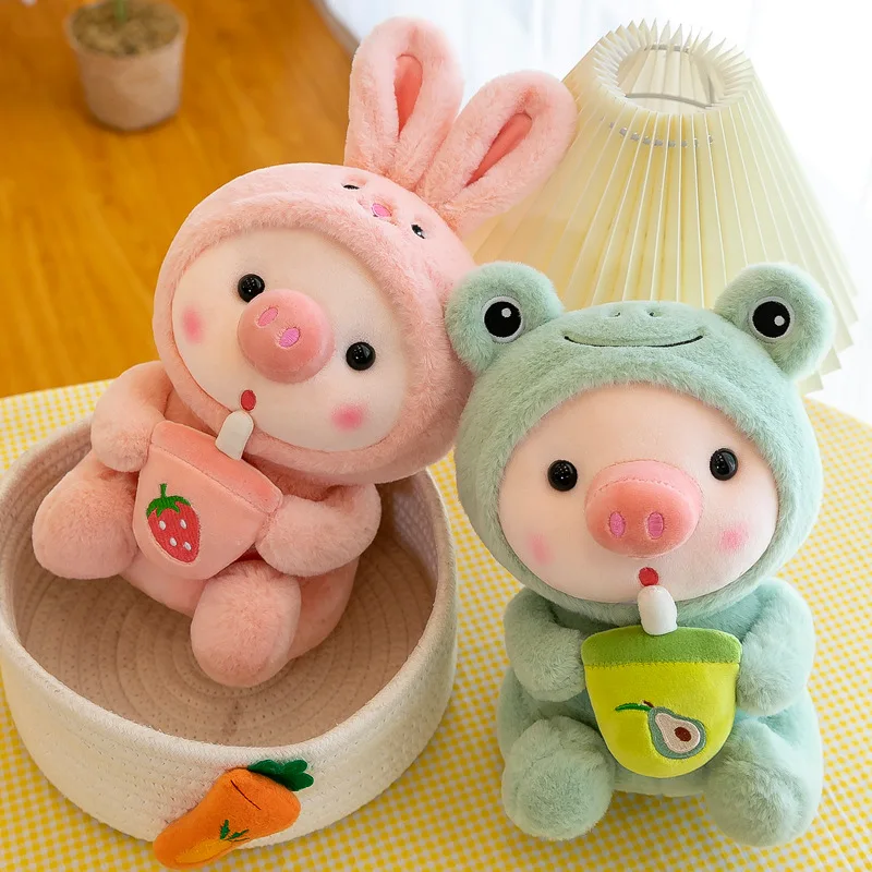 Creative transformation milk tea pig pig doll for girls children birthday gift milk tea plush toys image 3