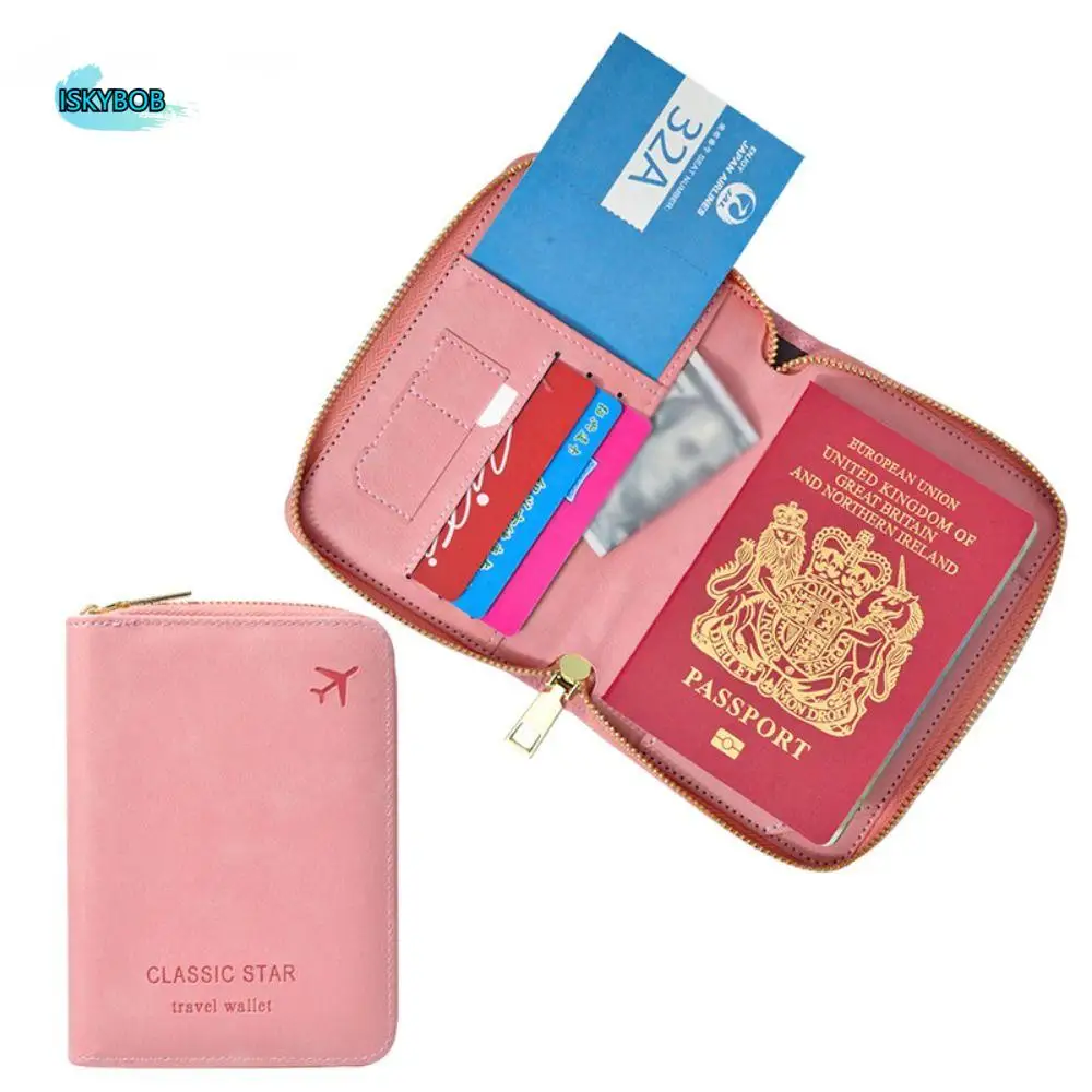 

Cute Card Holder PU Passport Bag Purse RFID Anti-theft Certificate Storage Bag Card Case Ticket Holder Storage Card Bag Women