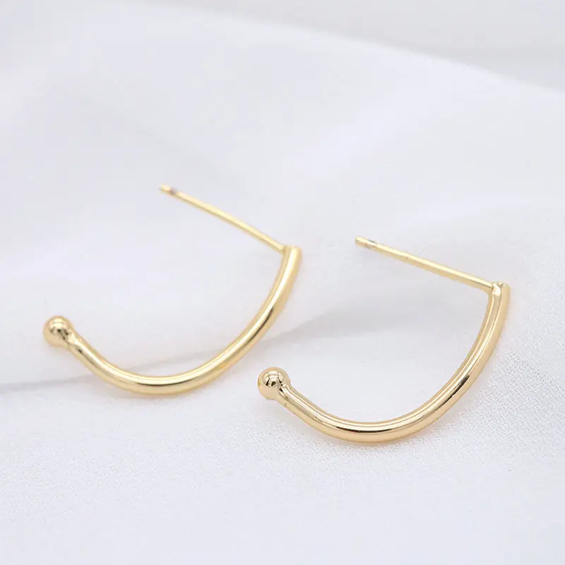 20*13MM  Gold Color Brass Round Circle Earrings Loop Stud Earrings Pins Jewelry Making Supplies Diy Findings