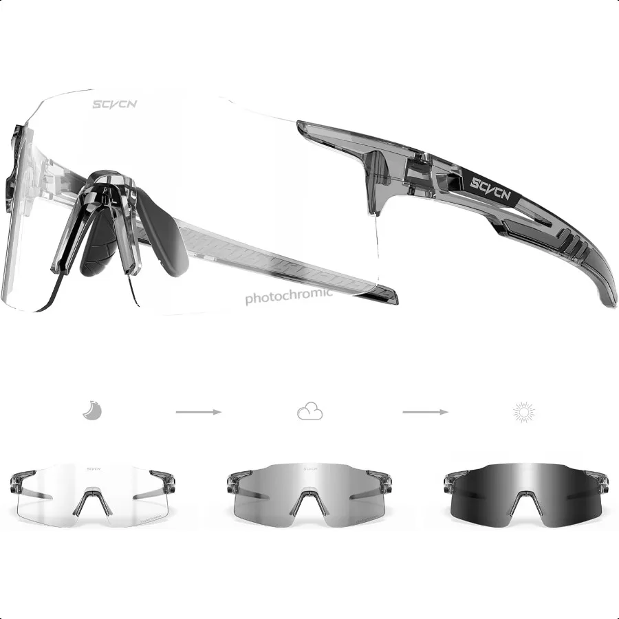 

Photochromic Cycling Glasses Sports Sunglasses Men Women Clear Bicycle MTB UV400 Protection TR90 Frame Bike