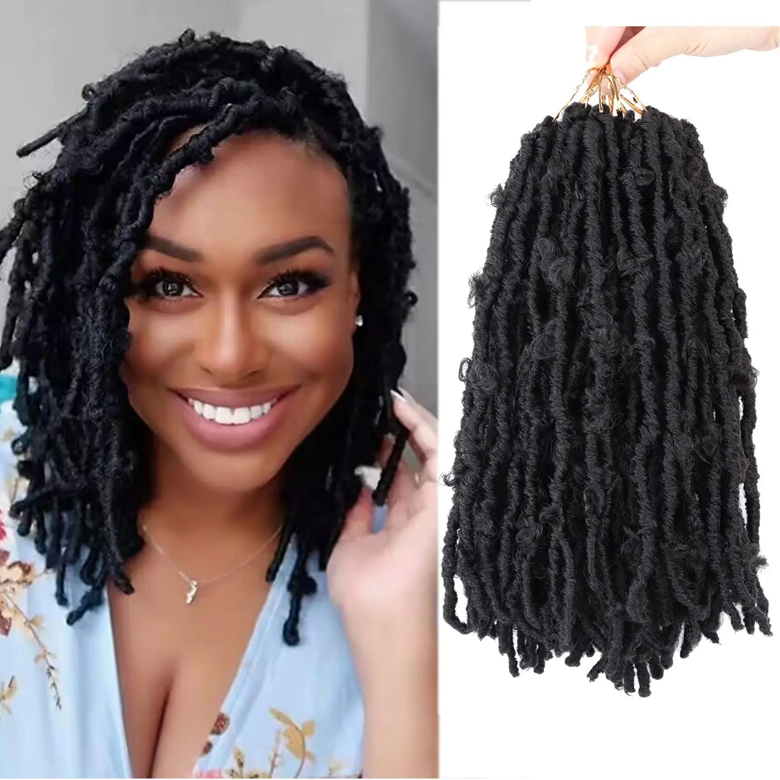 فراشة الاصطناعية Locs الكروشيه الشعر القصير لينة اليدوية المتعثرة الضفائر قبل يحلق Locs الكروشيه الشعر للنساء السود