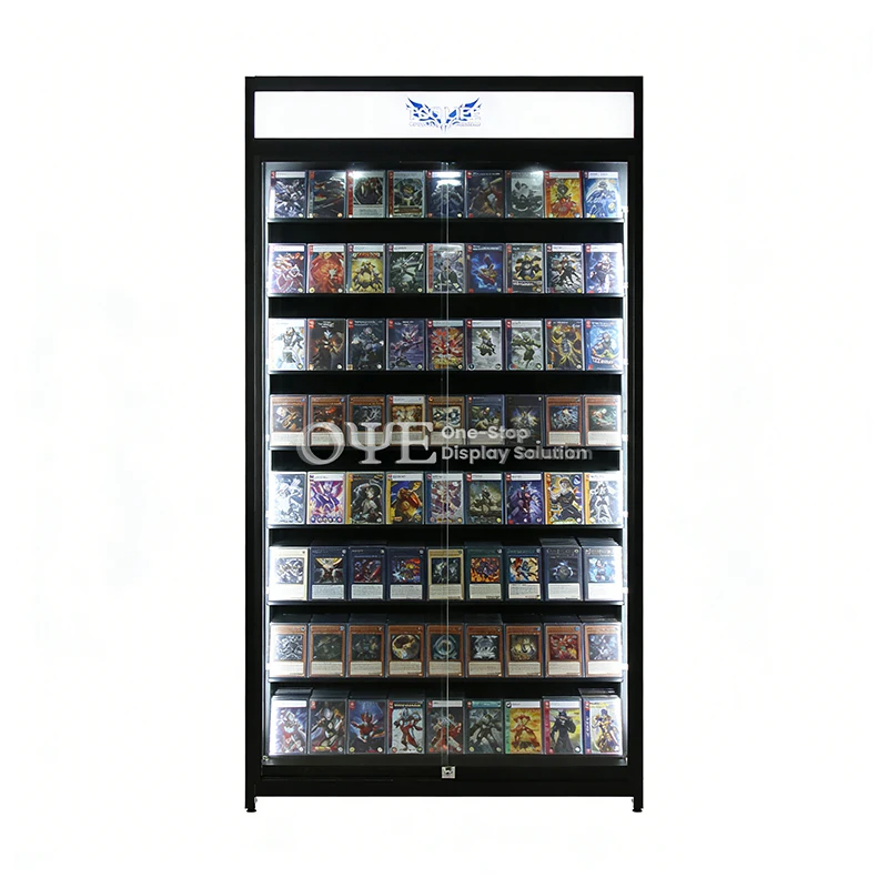 Custom Metal Frame Collectible Display Design Collectable Acrylic Game Cards Case Sports Trading Card Showcase With Led Lights