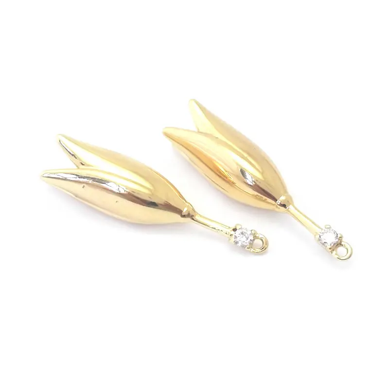 18K Gold Color Brass Flower Bud Charms Pendants High Quality Diy Jewelry Making Supplies Necklace Earrings Accessories for Women