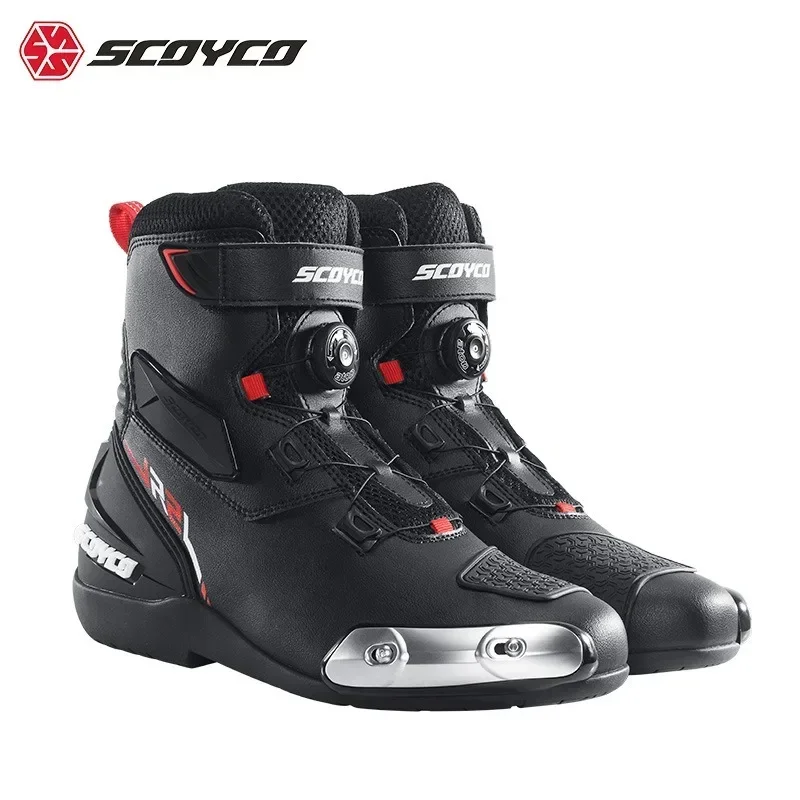 

Men's Motorcycle Boots SCOYCO Motorcross Riding Quick Wear resisting Microfiber Leather Locomotive Fall Prevention Motor Shoes