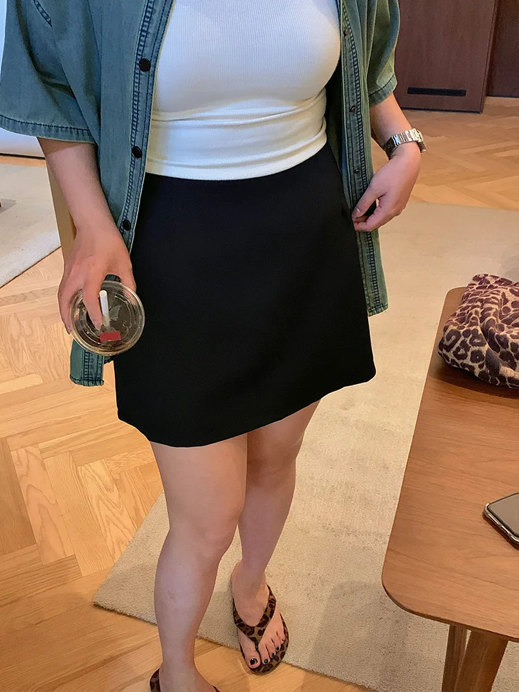 

Женская юбка Lin Da Hui больших размеров, с высокой талией, А-силуэт, летняя новинка, с эффектом похудения, с запахом, скрывающая недостатки фигуры