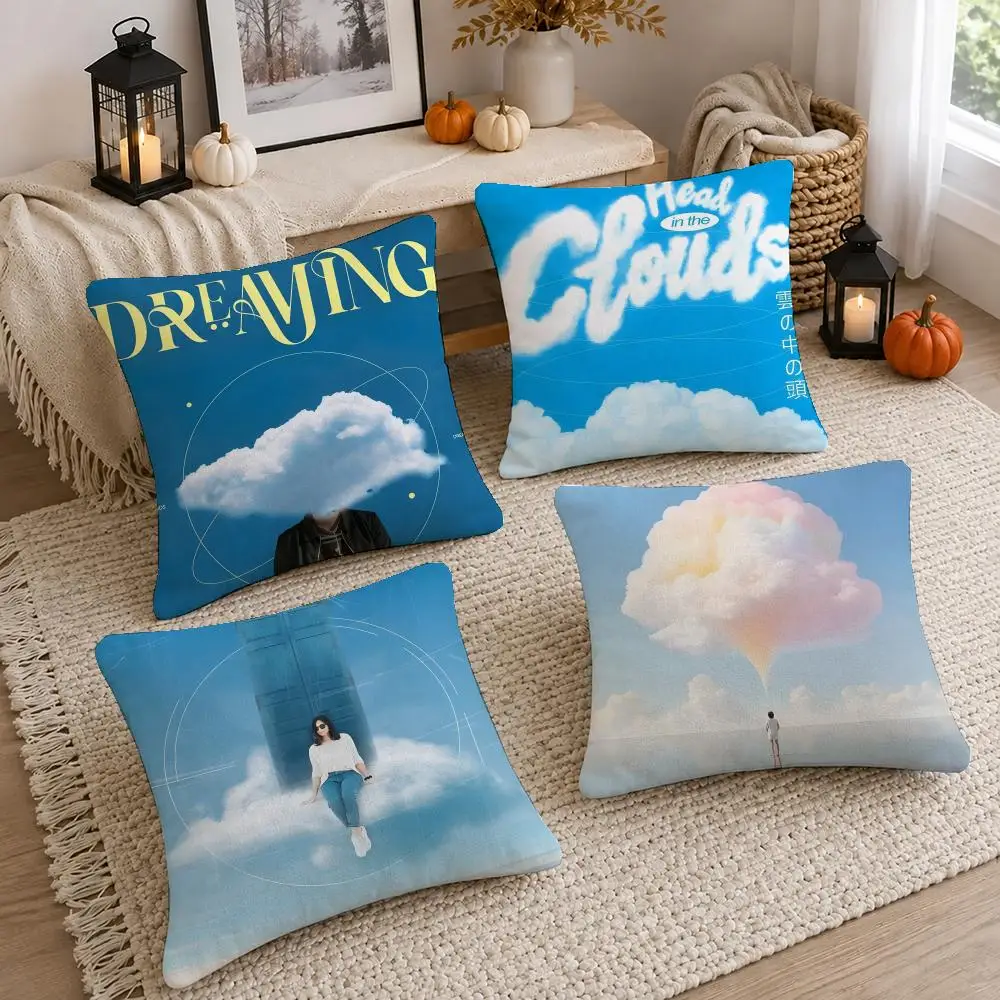 Hot Art Heavenly Palace Cushion Cover Short Plush Pillow Cover, Washable Wrinkle-Resistant for Sofa Bedroom Decor Gift