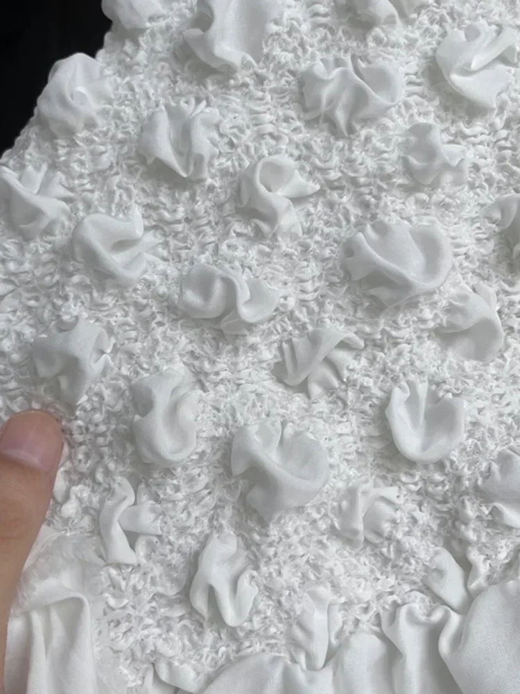 

Off White High Elasticity Soft Bubble Fabric Clothing Designer for Dress Jacket Diy Sewing Material Cloth Wholesale