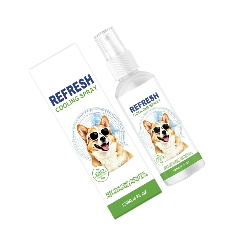 Dog Cooling Mist for Hot Weather Care, Pump Mist Bottle for Dog, 4Floz Portable Pet Cooling Mist for After Walk Refreshing 37JD