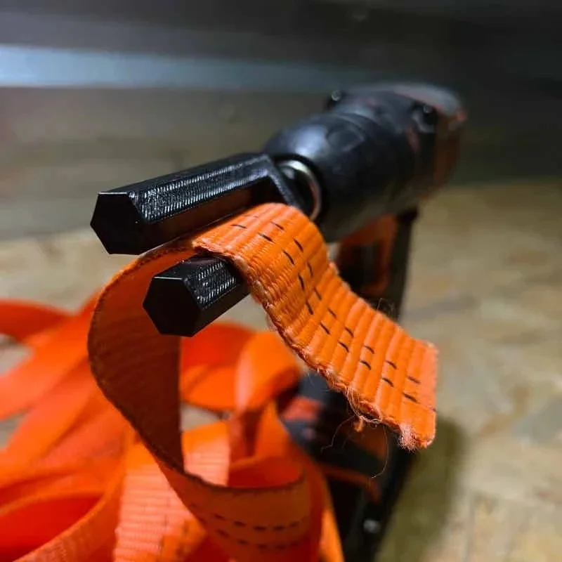 Cordless Drill Operated Plastic Strap Winder Ratchet Tie Down Belt Rewinding Tool Cargo Lashing Strap Quick Roll Attachment