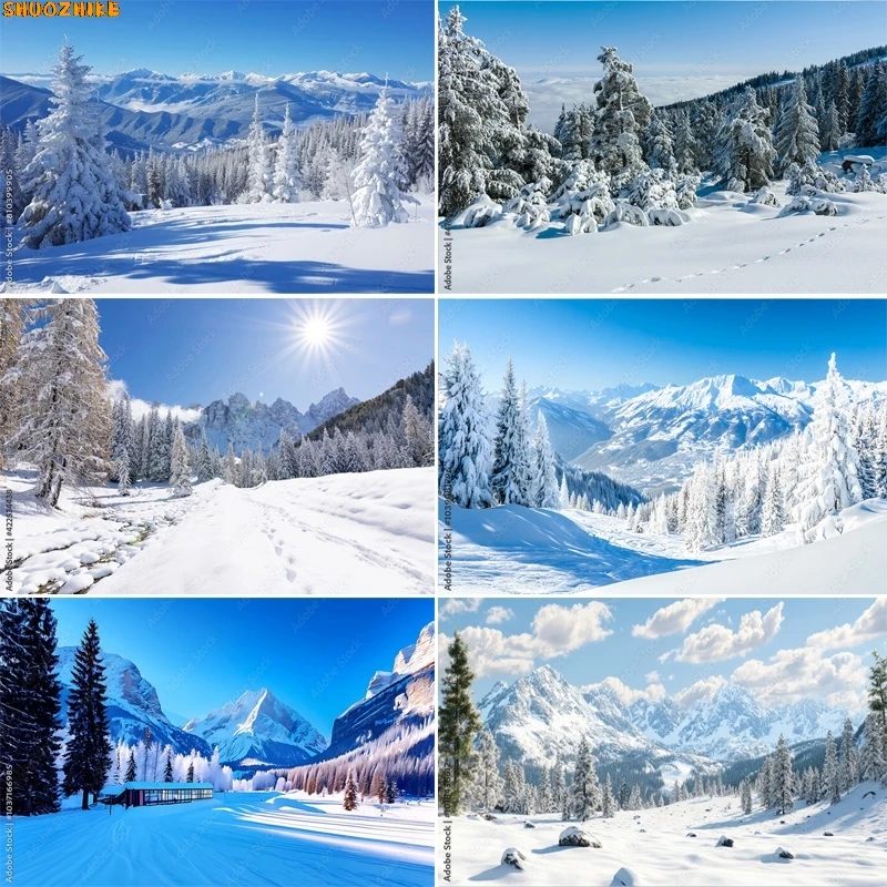 

Winter landscape of Vitosha Mountain Photography Backdrops Mountains Nature Snowy Countryside Pine Trees Background XD07