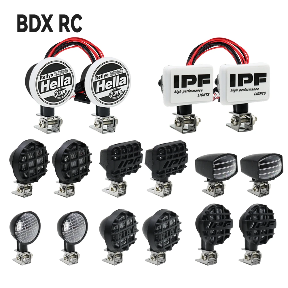 RC Car Round LED Lights Headlights Spotlight with Bracket for 1/10 Crawler Traxxas TRX4 TRX6 Axial SCX10 III YK4082 Tamiya CC01
