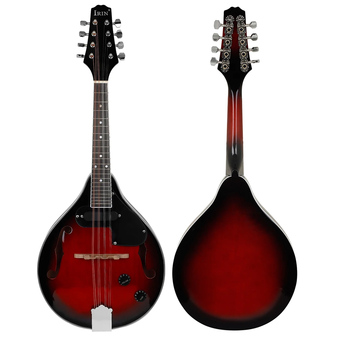 IRIN Electro Acoustic Red and Black Rimmed Mandolin 8 Strings Mandolin Rosewood Body Mandolin with Bag Pick Tuner Cleaning Cloth