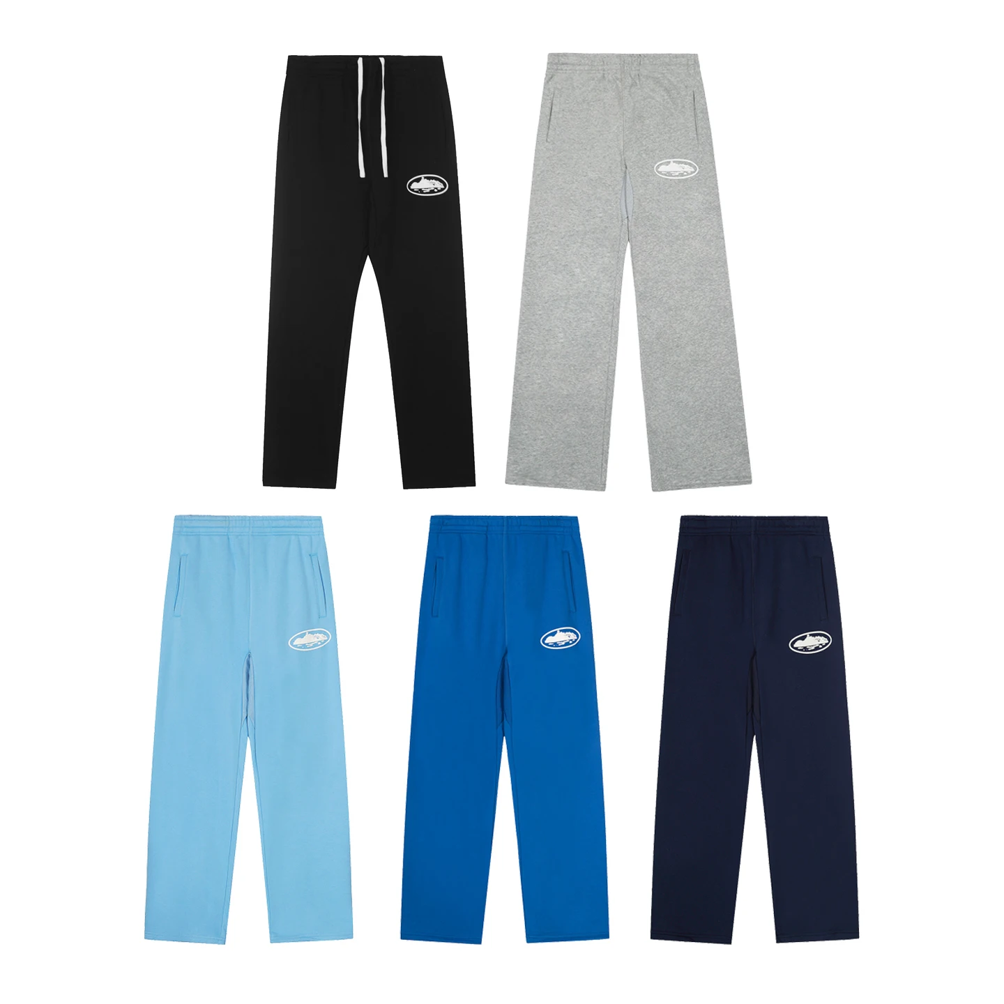 

Classic American Street Devil Island Foamed Print Dstring Sweatpants Loose Straight Leg Long Trousers for Men Casual Pants