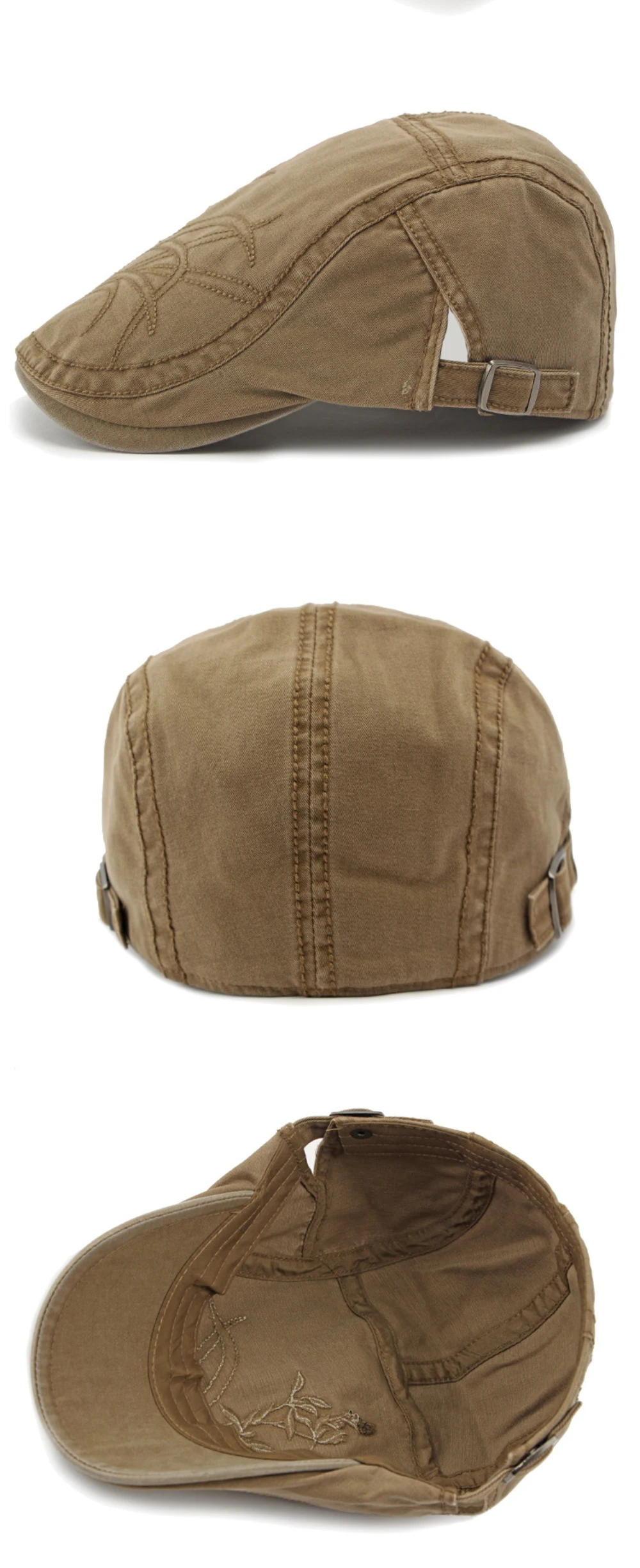 HT4406 Baskenmützen für Herren und Damen, Vintage Künstler-Mütze, Unisex Baumwoll-Flachmütze, Frühling Verstellbare Blumen-Baskenmütze – Detail 12