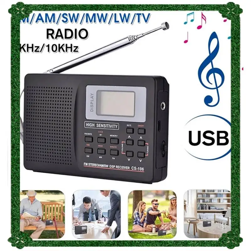 24-Hour Delivery 2X Full Band Radio AM/SW/LW/TV/FM Radio Full Frequency Receiver Receiving FM Radio With Timing Alarm Clock Radi