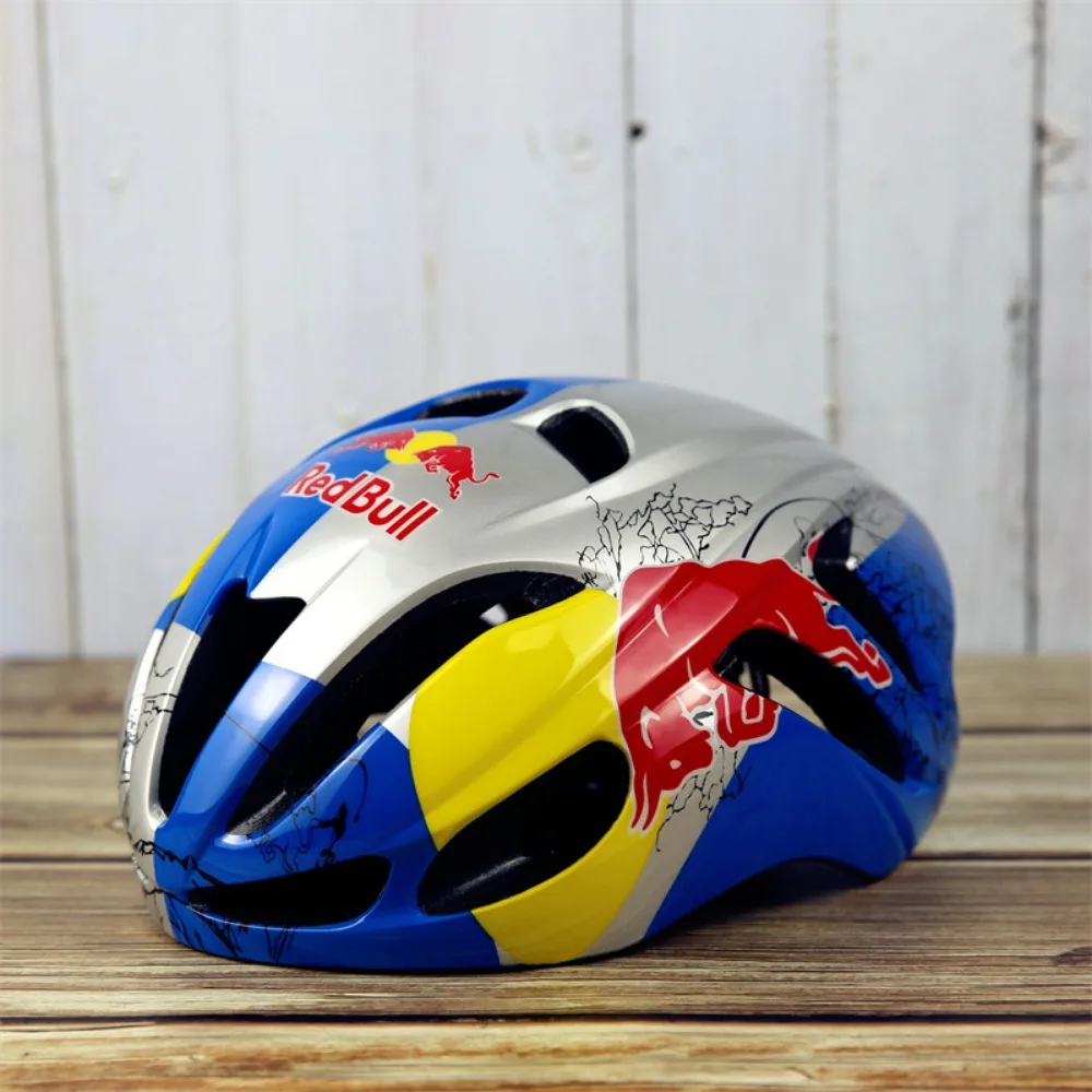 Red Bull Helmet Bicycle Mountain Road Ultra Light Male and Female Cycling Equipment Red Bull Headpiece L/56-61cm