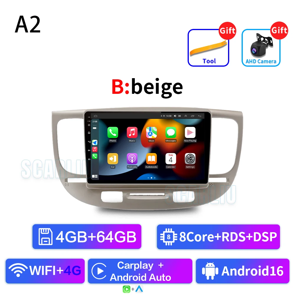 Autoradio Voor Kia RiO 2 RIO2 2005-2011 Draadloze CarPlay Android Auto Multimedia Speler Touchscreen GPS navigatie Geen 2din DVD
