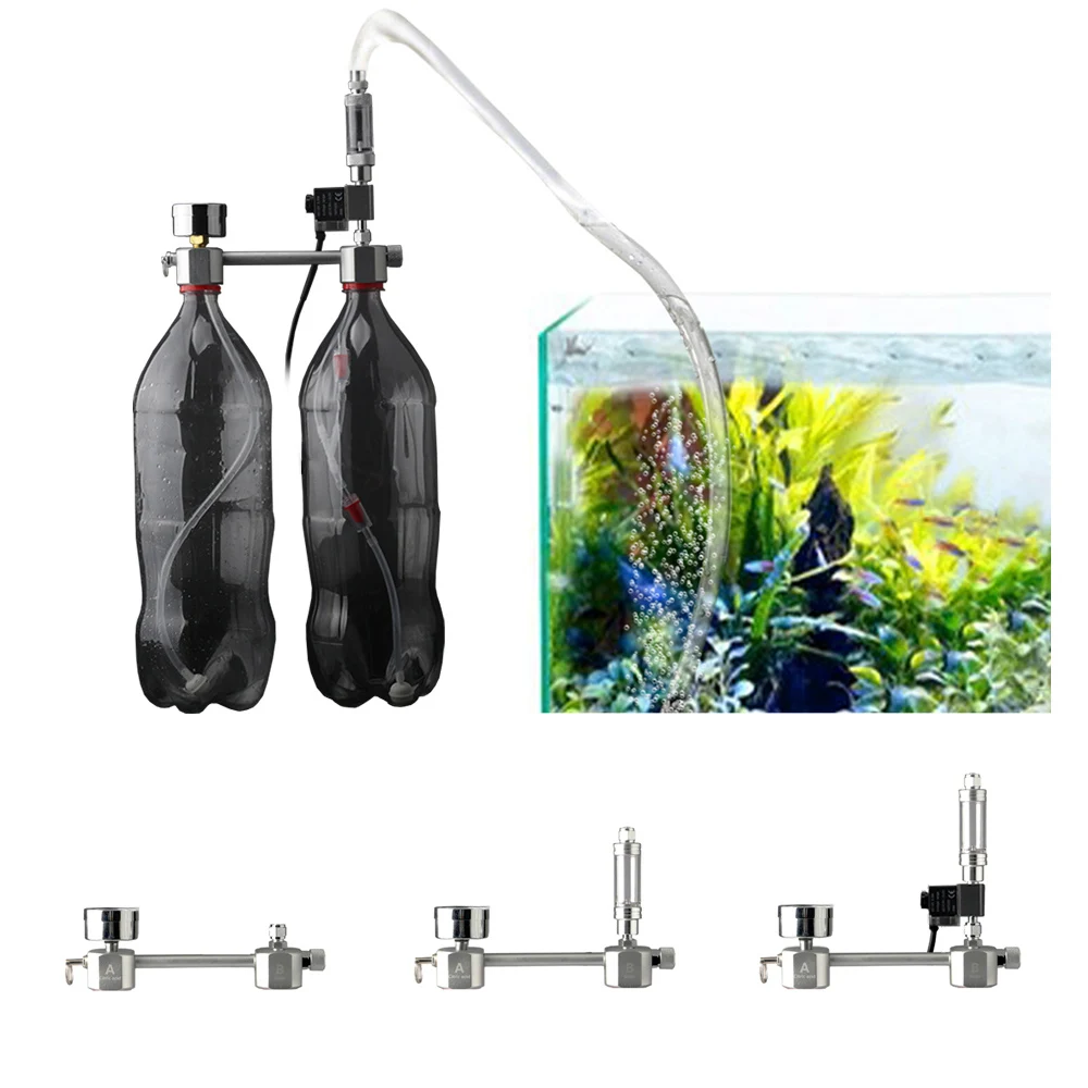 Aquarium DIY CO2 Generator System Kit CO2 Generator System Carbon Dioxide Reactor Kit with Solenoid Valve for Plants Aquarium