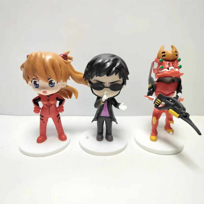10cm 6 sztuk Anime NEON GENESIS EVANGELION figurka Asuka Rei dekoracja stołu Model ozdoba na wierzchurki zbieraj zabawki prezent