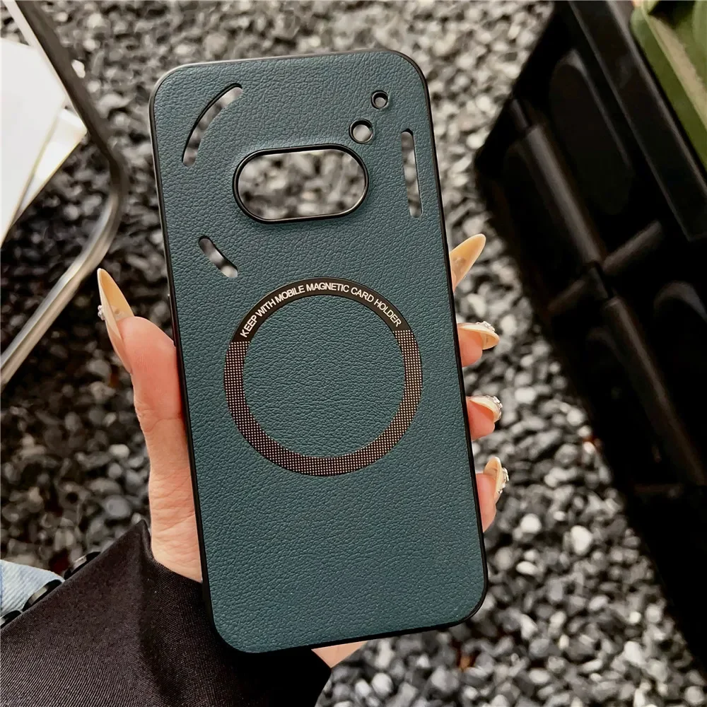 Luxe Zakelijk PU-leer voor Magsafe Magnetische telefoonhoes voor niets Telefoon 2A Plus 3A Pro 5G Draadloos opladen Zachte achterkant