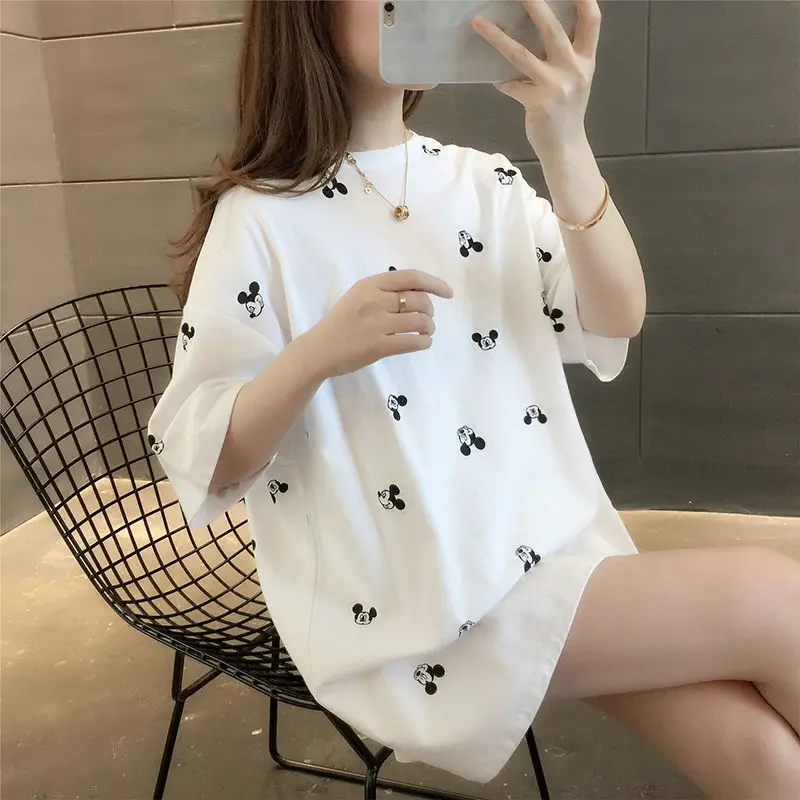 Mickey Cartoon weiß kurz ärmel ige T-Shirt Damen Sommer neuen koreanischen Stil lose halbe Ärmel Top Ins Mode T-Shirt