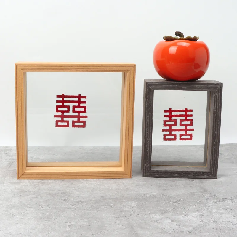 

Real Wood Specimen Frame Pressed Flower Double Sided Glass 7 Inch A4 Square 3D Picture Frame Stand Modern Simple Style Home D...