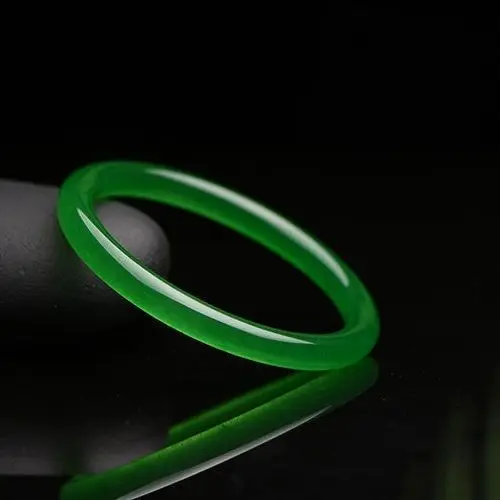 

Jade bracelet women's jade emperor green thin round bar jingle bracelet yang green