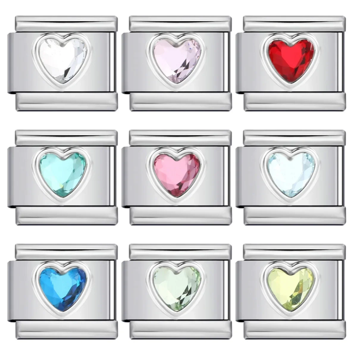 Hot Sale New Fashion DIY Heart Patterns Sweet Style Italian Charm Links Fit Stainless Steel Bracelet Making Women Jewelry Chain