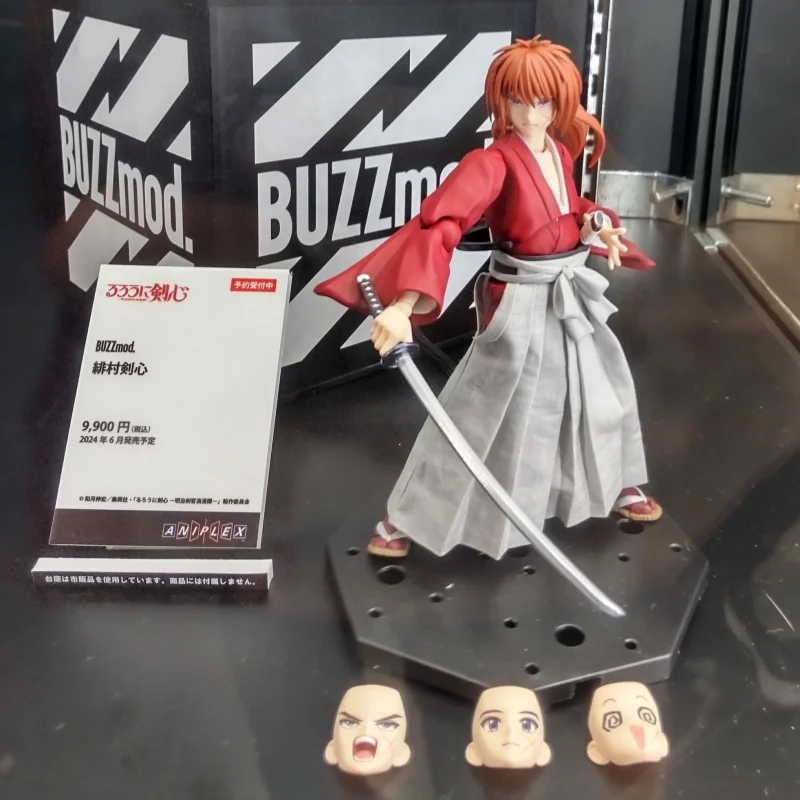 

(В наличии) Aniplex BUZZmod Rurouni Kenshin Himura Battousai Фигурка - Samurai Anime Poseable Модель без коробки