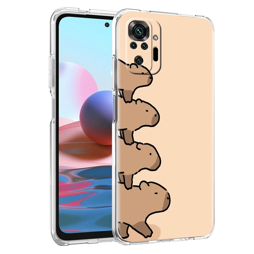 Cartoon Capybara Phone Case Cover for Redmi Note 10 11 11T 7 8 8T 9 K40 Gaming 9A 9C Pro Plus Transparent Shell Capas Fundas Bag