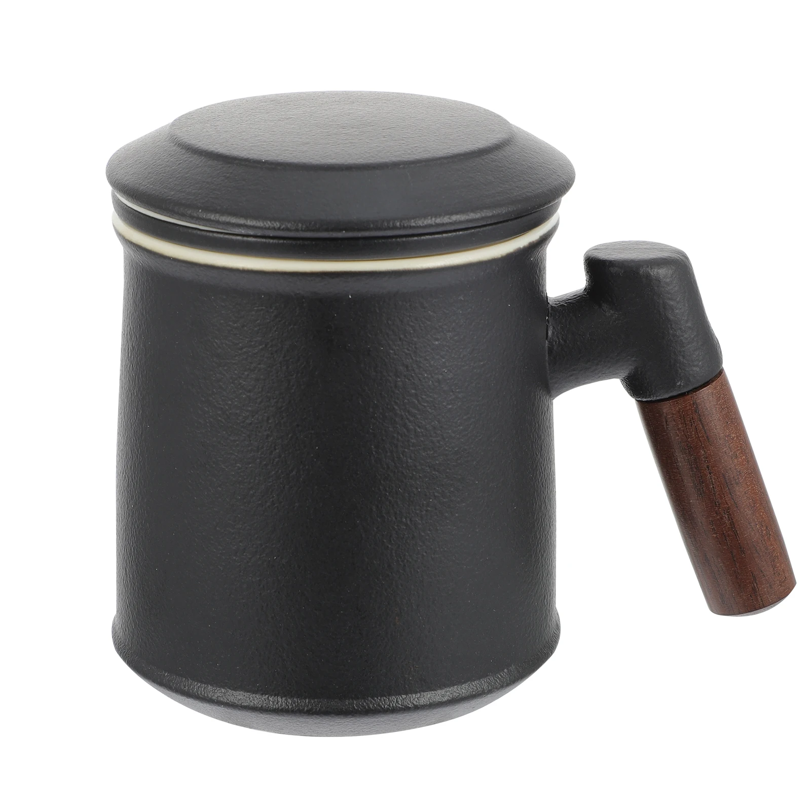 

Ceramic Tea Cups Anti scald Mug Wooden H Coffee Cup Dustproof Infuser Practical Beverages Home Office Glassware