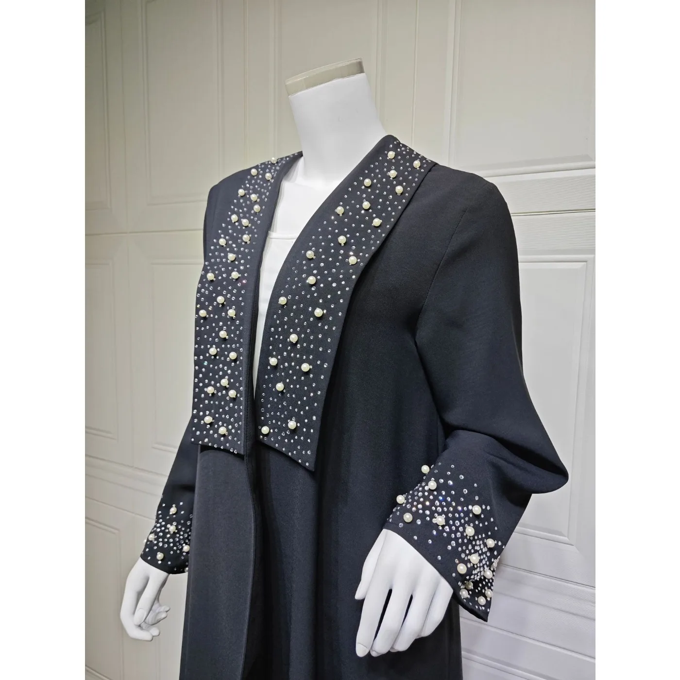 Eid Muslim Luxury Diamond Robe Coat Casual Commute Modest Cardigan Abaya Jalabiya Dubai Elegant Pearls Party Dress for Women New