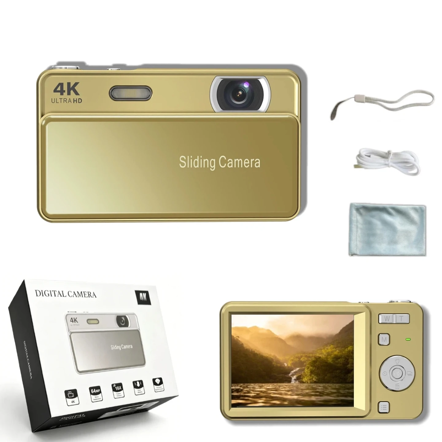 4K HD Digital Camera 1080P 64MP CCD Photography Video Recording With 2.8inch LED Flash 16X Zoom Perfect for Vlog Birthday Gifts