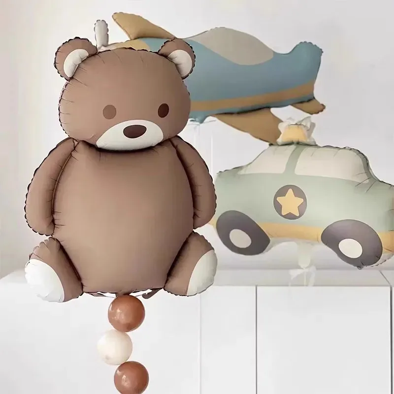 Cartoon Matte Bear Rainbow Plane Car Foil Balloons Happy Birthday Party Decorations Kids Girl Boy Baby Shower Toys Supplies