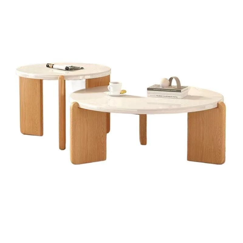 

Household cream silent wind small apartment round coffee table living room simple