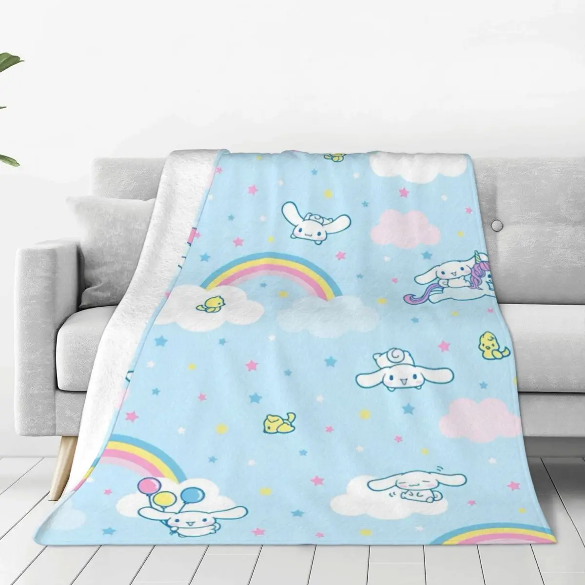 Cinnamoroll Cartoon With Friends Blanket Super Soft Fashion Plush Throw Blanket For Outdoor Travel Office Flannel Bedspread