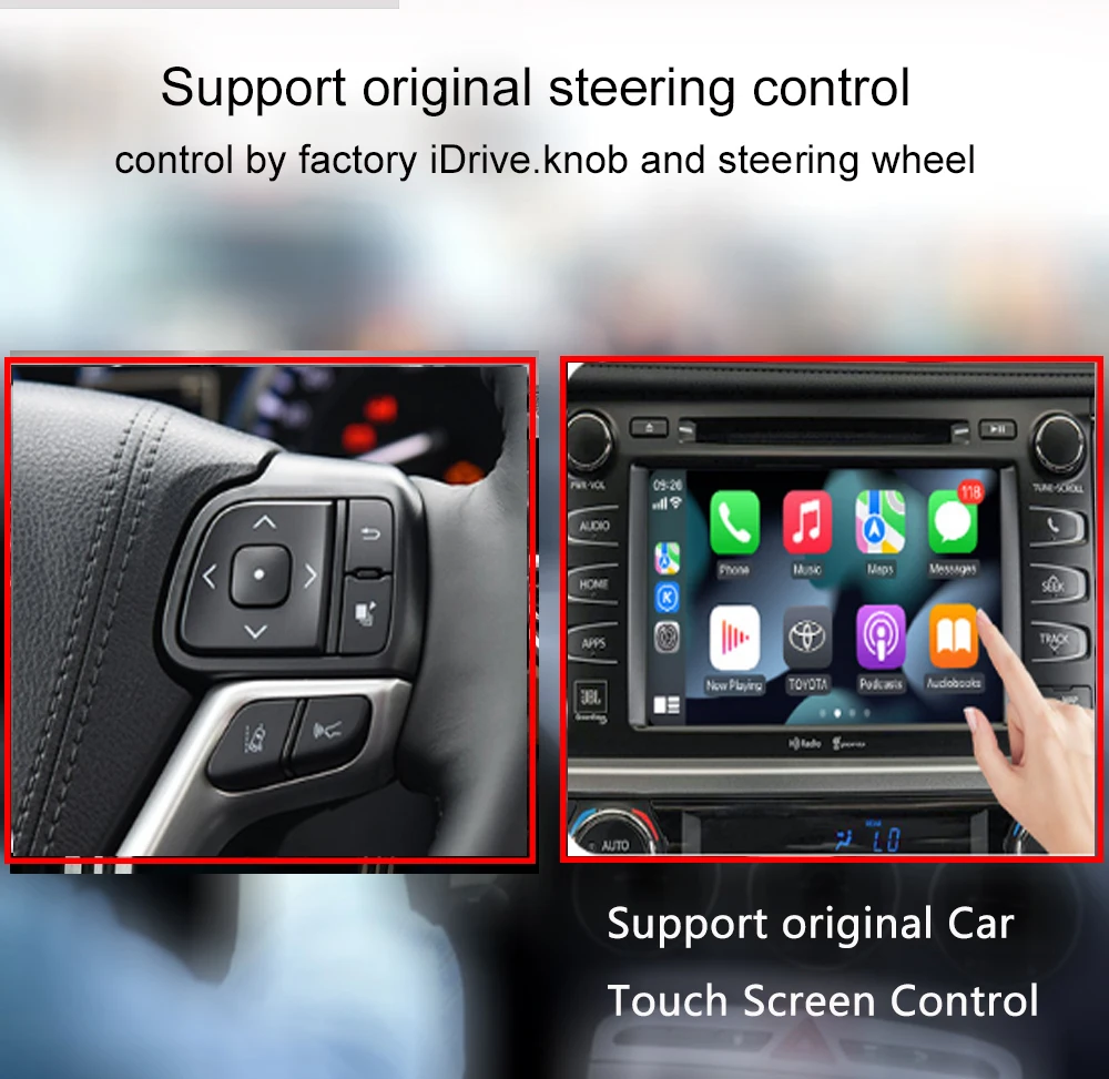 وحدة أوتوماتيكية لاسلكية تعمل بنظام أندرويد Apple Carplay لتويوتا 2014-2019 كامري كورولا هايلاندر تندرا أوريس بريوس RAV4 أفينسيس فيرسو