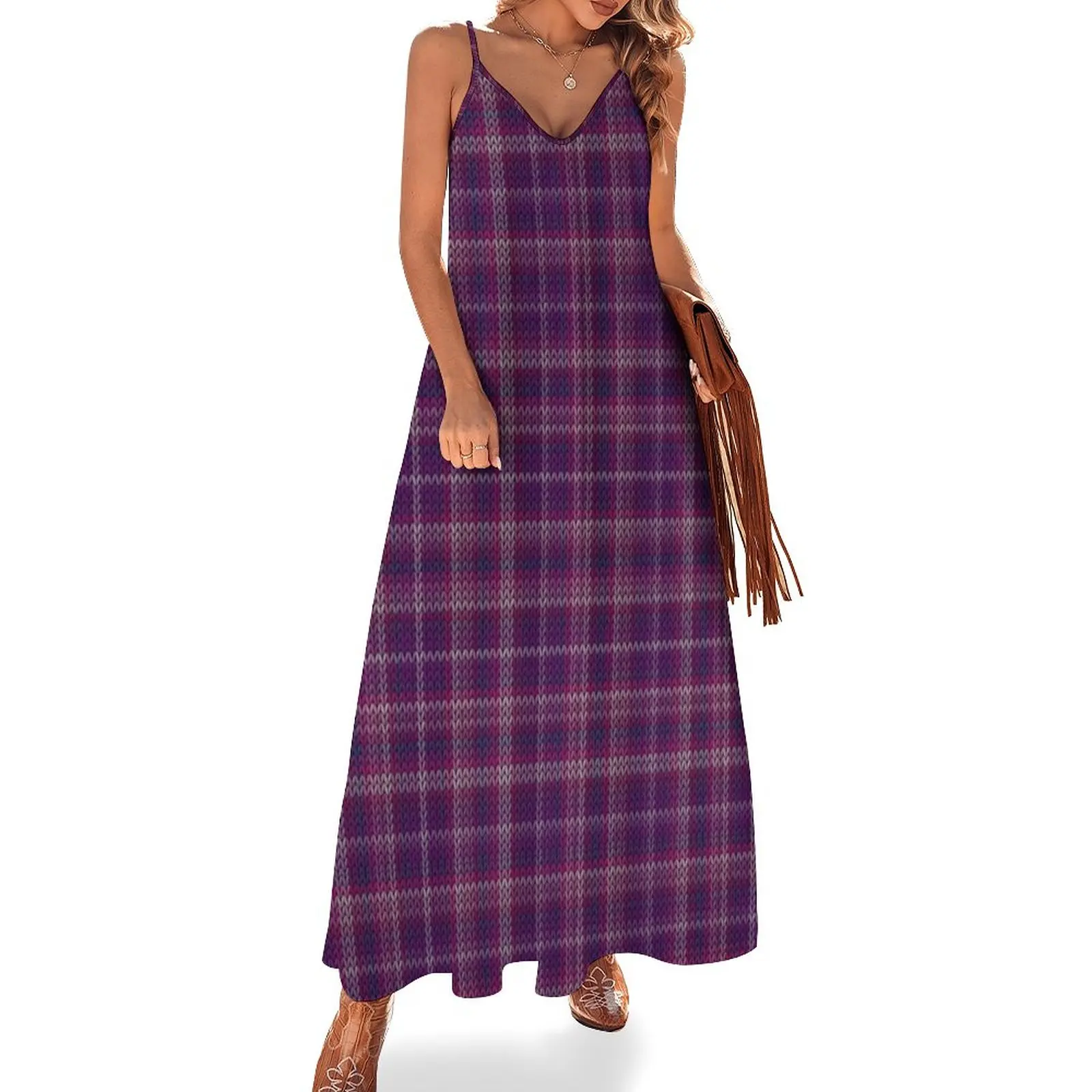 

Bisexual plaid knit Sleeveless Dress ladies dresses for special occasions dresses with long sleeves