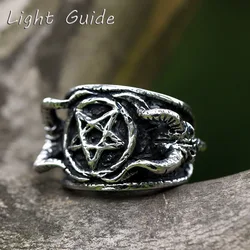 2022 NEW Men's 316L stainless-steel rings Star Pagan Lucky Witch with Satan sheep's RING for teens Jewelry Gift free shipping
