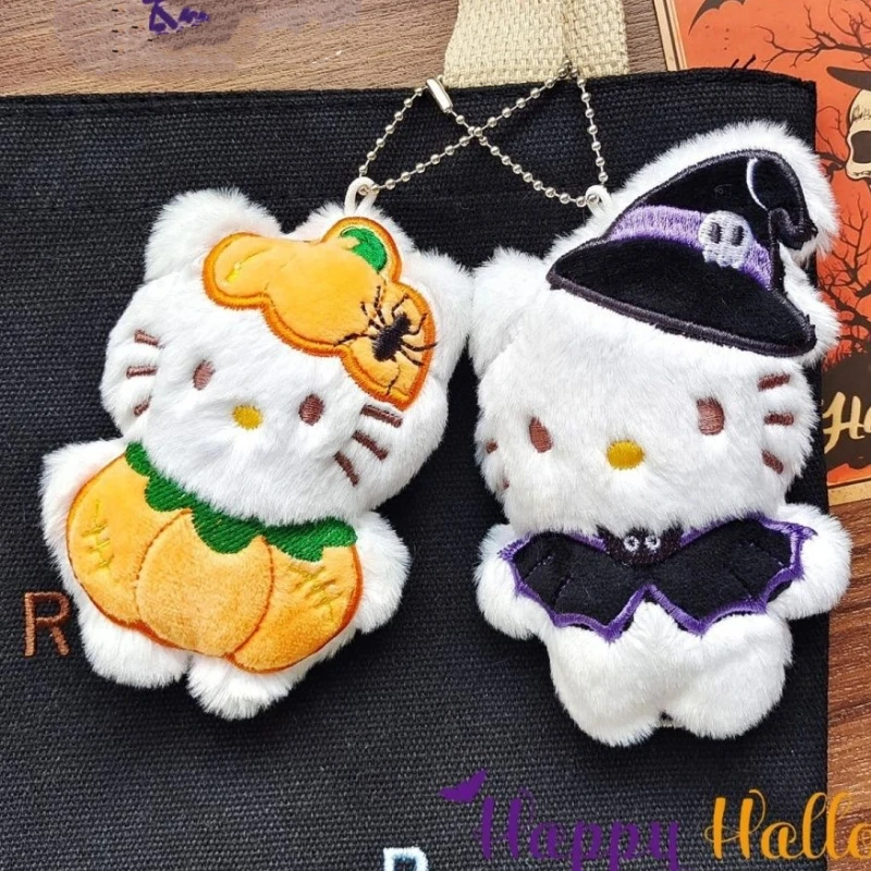 Nouveau mignon chaton en peluche porte-clés dessin animé Halloween drôle croix Dressing poupée voiture suspendus décoration Couple sac à dos en peluche pendentif