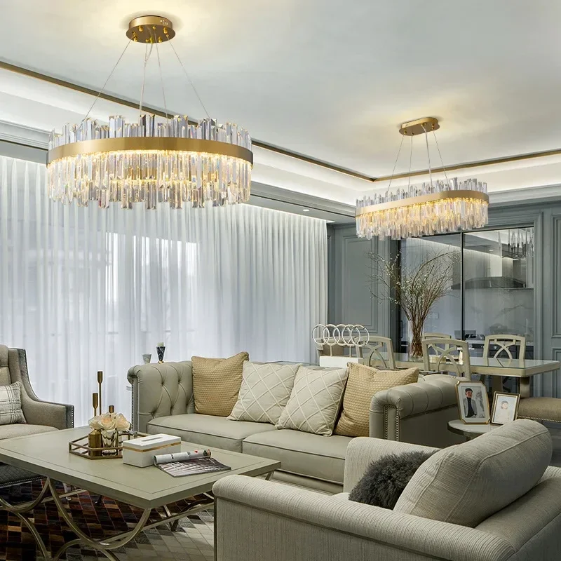 Modern Luxury Chandeliers Crystal Pendant Ceiling Lights for Living Dining Room Kitchen Gold Pendant Light Decor Indoor Lighting