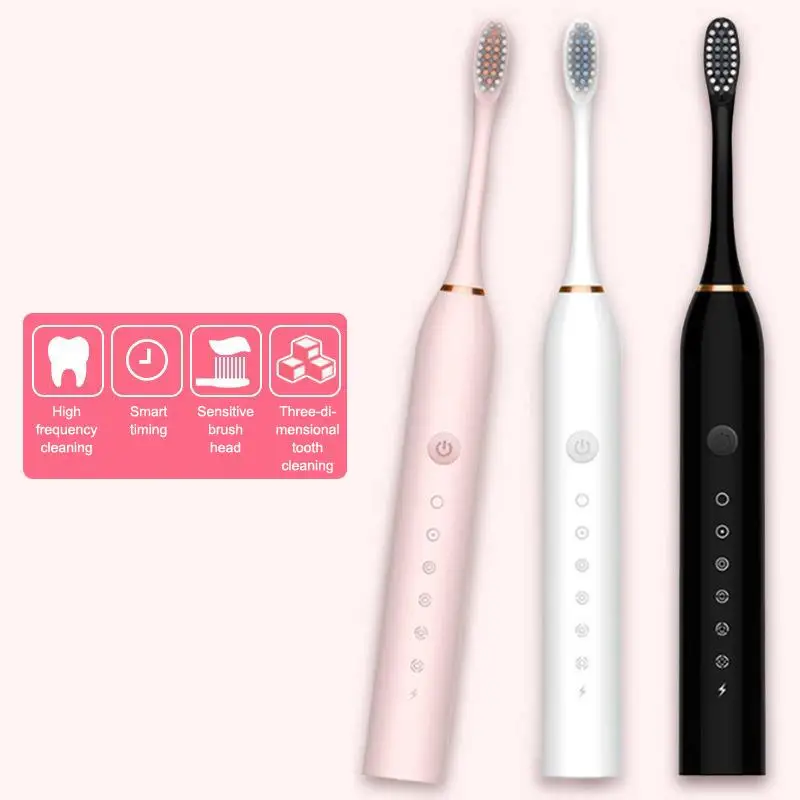 Electric Ultrasonic Toothbrush Six Speed Mode Home Soft Hair USB Charging Waterproof Adult Tooth Cleaner▪