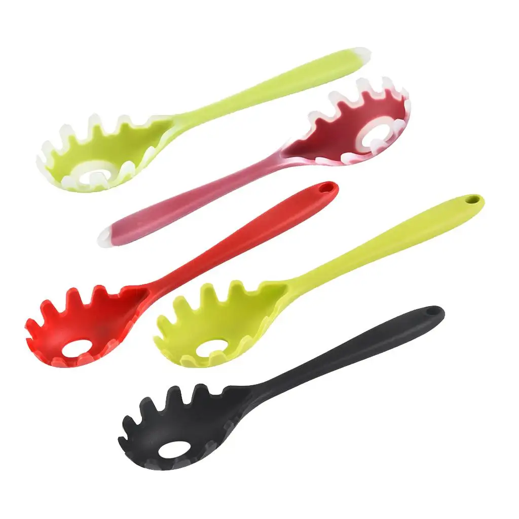 Silicone Spaghetti Server Pasta Fork with Ergonomic Handle Comfortable Grip Design Rustproof Forming 11.22 Inches