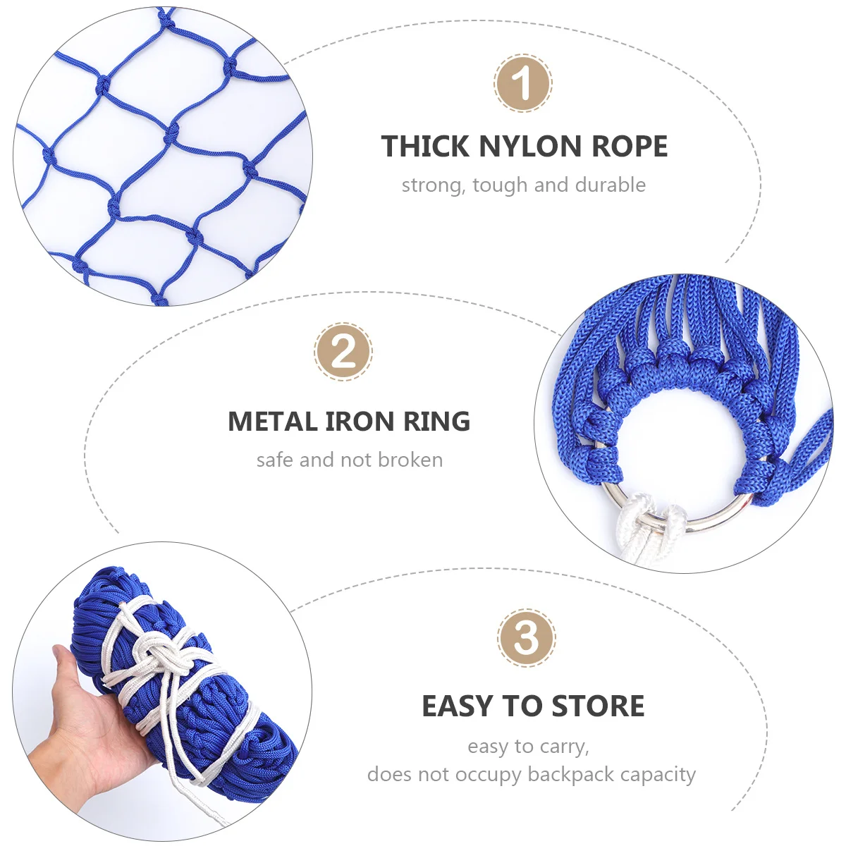 

1Pcs Portable Camping Hammock Nylon Outdoor Durable Leisure Hammocks Blue Suitable for Garden Park Backyard Mountain