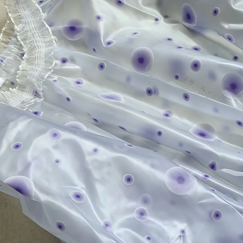 Прозрачное сексуальное платье из ПВХ с большим горошком и длинными рукавами, кружевное платье с круглым вырезом, мягкая бесшумная ABDL, водонепроницаемая свободная пластиковая длинная юбка