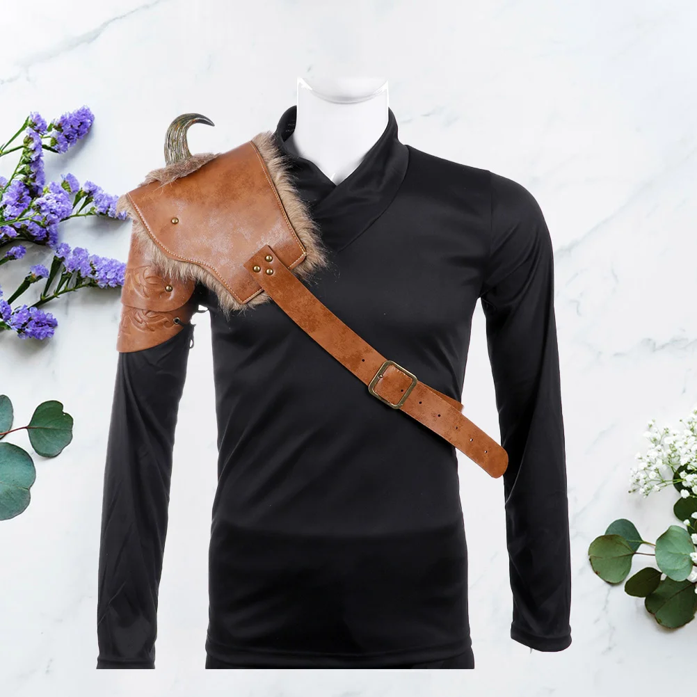 เกราะไหล่ไวกิ้งสำหรับผู้ชาย สายรัดปรับได้ ชุดคอสเพลย์อัศวินยุคกลาง ชุดฮาโลวีน แผ่นป้องกันไหล่