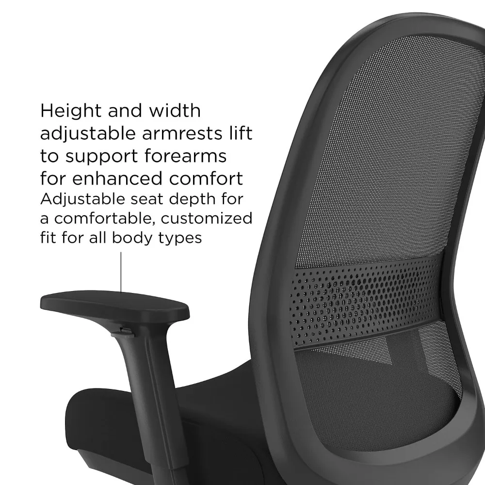 

Workplace 2.0 Bedford Ergonomic Office Desk Chair, Breathable Mesh Back & Fabric Swivel Seat, Adjustable Height, Customized