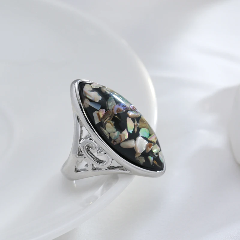 Wbmqda Hot Vintage Antique Silver Ring For Women Colored Oval Opal Boho Ethnic Style Bridal Wedding Jewelry Gifts 2023 New