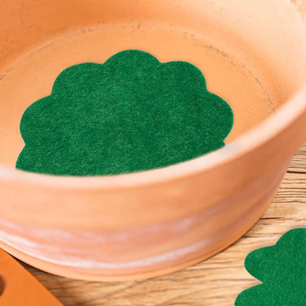 

40 Pcs Soil Leak Pads for Flowerpot Bottom 5cm Green Flower Shape Non Woven Mats Planter Coaster Pad Planter Drainage Gasket