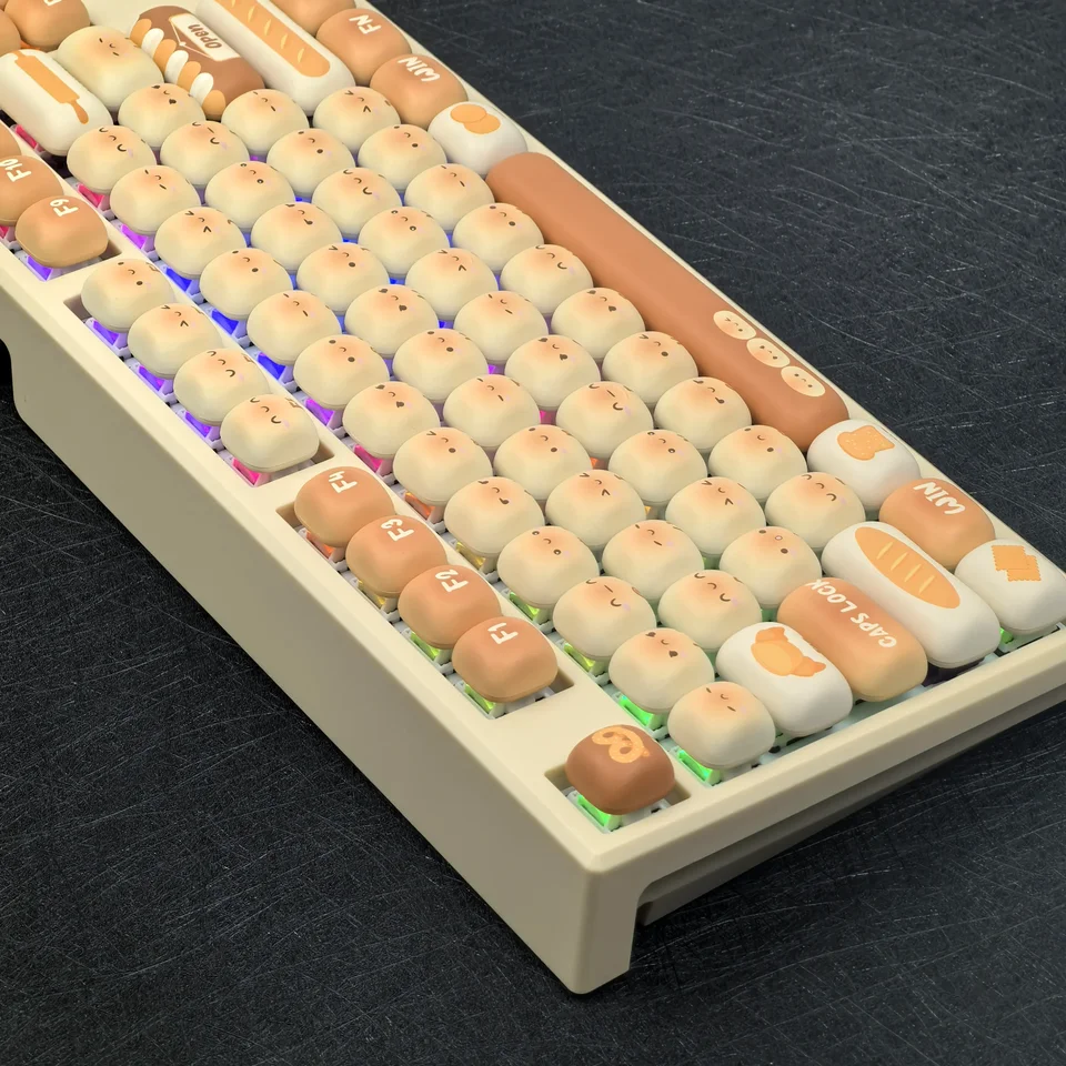 蒸しパンかわいいメカニカルキーボードホットスワップ可能な 3 モード